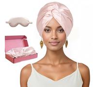 NEUJUS Bonnet de nuit en soie pour des cheveux sains et longs | Le bonnet de nuit en soie prévient les frisottis, les cassures et les pointes fourchues | en pour femmes aux (Rose)