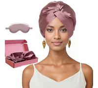 NEUJUS Bonnet de nuit en soie pour des cheveux sains et longs | Le bonnet de nuit en soie prévient les frisottis, les cassures et les pointes fourchues | en pour femmes aux (Rose poudré)