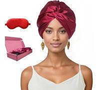 NEUJUS Bonnet de nuit en soie pour des cheveux sains et longs | Le bonnet de nuit en soie prévient les frisottis, les cassures et les pointes fourchues | en pour femmes aux (Bordeaux)