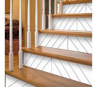 Neukids Lot de 14 marches d'escalier autocollantes en vinyle blanc 100 x 18 cm Motif géométrique Film d'escalier, Revêtement de marches d'escalier