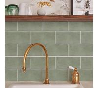 Neukids Lot de 24 autocollants en vinyle vert sauge pour carrelage mural de salle de bain et cuisine - Pour cuisine, salle de bain, buanderie, camping-car, voyage