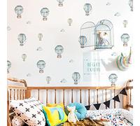 Neukids Sticker mural motif montgolfière nuages chambre d'adolescent salon autocollant mural jeune sticker mural bleu montgolfière chambre bébé salon chambre salle de classe décoration murale