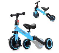 Neuleb Draisienne et tricycle 2-en-1 pour enfants de 2 à 5 ans, Draisienne pliable pour tout-petits avec selle réglable et pédale amovible, Entraînement à l’équilibre, jouets porteurs pour bébé, cadea