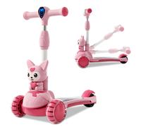 Neuleb Razor Trottinette à 3 roues pour enfants de 3 à 10 ans, roues lumineuses clignotantes, poignée réglable, base large antidérapante et guidage par l’inclinaison, jouet de chevauchement d’extérieu