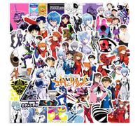 NEULEBEN Lot de 50 autocollants néon Genesis Evangelion - En vinyle imperméable - Pour ordinateur portable, bagage, skateboard, voiture, enfant