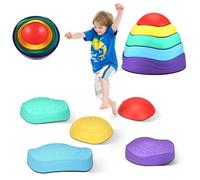 Neulriscn Pierres d'Équilibre pour Enfants,5 Pièces Pierre de Rivière Motricité, Antidérapant Dalles Sensorielles Intérieur & Extérieur,Balance Stepping Stones,Parcours de Motricité
