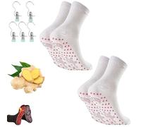 Neuro Lot de 2 paires de chaussettes de compression en tourmaline auto-chauffantes, respirantes et ergonomiques pour le travail, le quotidien et les longues promenades, blanches, taille 38-44