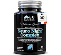 Neuro Night à l'extrait de graines de griffonia - 90 capsules végétariennes - Source naturelle de tryptophane - Approvisionnement pour 3 mois - Avec magnésium, mélange
