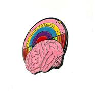 Neurodivergent Autism Mental Health Matters Acceptance and Understanding Empathy Think Pink Brain Rainbow Metal Enamel Badge, Métal