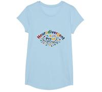 Neurodivergent et Fier : Célébration du Cerveau coloré T-Shirt, Fille, Bleu Céleste, XS