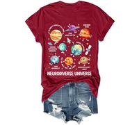 Neurodiverse Universe Chemise humoristique pour enseignant à la neurodiversité et à l'autisme Unisexe, bordeaux, XXL