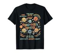 Neurodiversité Planètes Rétro Design Inclusion T-Shirt