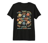 Neurodiversité Planètes Rétro Design Inclusion T-Shirt Haut de Gamme
