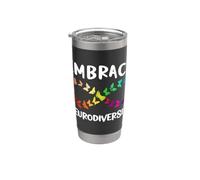 Neurodiversity Rainbow Infinity Butterfly TDAH Autisme Gobelet isotherme en acier inoxydable double paroi