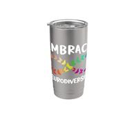 Neurodiversity Rainbow Infinity Butterfly TDAH Autisme Gobelet isotherme en acier inoxydable double paroi