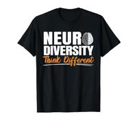 Neurodiversity Think Different Rainbow Support pour l'Autisme du Cerveau T-Shirt Graphique avec Valeur, Homme, Noir, L