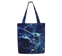 Neurologie des neurones et des cellules cérébrales 3D，Sacs d'épicerie réutilisables, sacs fourre-tout de grande capacité, sac à bandoulière en toile