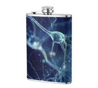 Neurologie des neurones et des cellules cérébrales en 3D,Flasque de poche plate de 8 oz en acier inoxydable 304, idéale pour les activités de plein air.