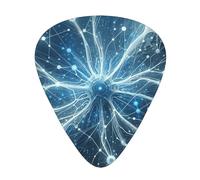 Neurons-Abstract Lot de 12 médiators avec 3 épaisseurs et boîte de rangement, médiators en ABS pour guitare basse électrique