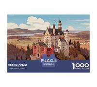 Neuschwanstein Castle Puzzle en Bois Imperméable DIY Puzzles De 1000 Pièces pour Adultes Amusant De Décoration pour La Maison