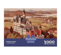 Neuschwanstein Castle Puzzle en Bois Imperméable DIY Puzzles De 1000 Pièces pour Adultes Cadeaux Coloré Jeux Éducatifs