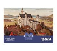 Neuschwanstein Castle Puzzle en Bois Imperméable DIY Puzzles De 1000 Pièces pour Adultes Impossible Jeux Éducatifs