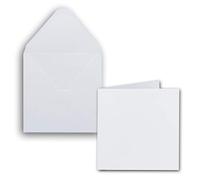 NEUSER PAPIER Lot de 100 cartes carrées, avec enveloppes, vierges, 14 x 14 cm, blanc éclatant, cartes d'invitation imprimables, idéales pour personnaliser et créer soi-même