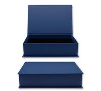 NEUSER PAPIER Lot de 4 boîtes cadeaux avec couvercle à charnière - Format A5 - Bleu foncé - Intérieur noir - 245 x 165 x 65 mm - Boîte de rangement