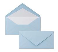 Neuser Seta Lot de 50 enveloppes à patte gommée doublées avec du papier de soie Format DIN long : 220 x 110 mm 80 g/m² Bleu ciel/bleu pastel