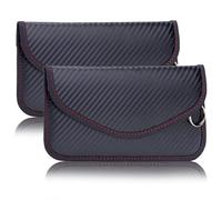 NEUSID Faraday Lot de 2 pochettes pour téléphone portable, grand format, bloqueur de signal, pour clés de voiture, protection Keyless Faraday Bag RFID, en fibre de carbone, noir