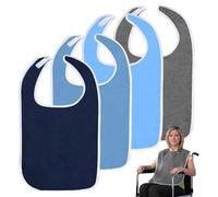 NEUSID Lot de 4 bavoirs pour adultes - Réutilisables - Lavables - Réglables - Imperméables - Unisexe - Avec fermeture - Pour adultes et personnes âgées handicapées