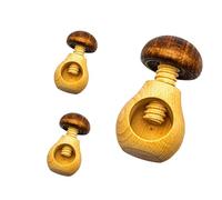 NEUSTANLO | Lot de 3 casse-noisettes | Design champignon marron | Bois de hêtre massif | Filetage à vis | Charme classique | Idéal pour les noix et les noisettes