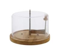 NEUSTANLO Trancheuse à fromage avec couvercle Ø 21,7 cm | Bois de bambou certifié FSC | Parfait pour tête de moine et autres fromages | Rangement hygiénique | Durable et multifonctionnel