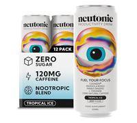 Neutonic | Boisson énergisante productive | Boostez la concentration et l'énergie - Sans sucre - Formule scientifique | 330 ml (12 canettes) - Tropical Ice