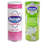 Neutradol Fresh Pink & Vac n Fresh Lily - Désodorisant et Nettoyant pour Tapis - Éliminateur d'Odeurs - Rafraîchissement Efficace avec Shake and Vac - Lot de 2+