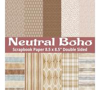Neutral Boho Scrapbook Paper: 8.5 x 8.5" 20 Double Sided Earth Tones Pattern Sheets for Scrapbooking, Decorative Scrapbooking Craft Pages for Gift Wrapping, and Card Making, Journaling, Mixed Media