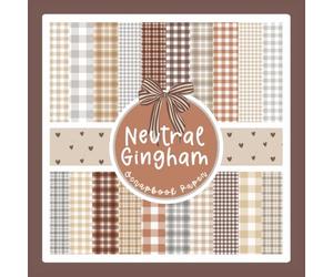 Neutral Gingham Scrapbook Paper: Brown and Grey Plaid Pattern Craft Paper Pad For Scrapbooking, Mixed Media, Decoupage, Junk Journals & Paper Crafts; 8.5 x 8.5"