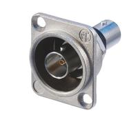 Neutrik Connecteur BNC isolé, noir, format D, feed through, 75 ohm, pour signaux HD ou SDI, contact en laiton, codage couleur, montage simple, usage audio video