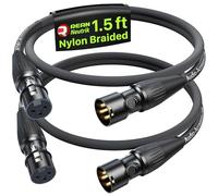 Neutrik Lot de 2 câbles XLR courts de 0,5 m, connecteurs Rean plaqués or de Neutrik, câble de microphone XLR tressé en nylon renforcé Kevlar, câble de micro, câble XLR mâle vers femelle blindé durable
