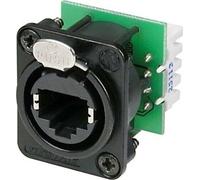 NEUTRIK® RJ45 CAT.5e, 8 pôles , prise encastrée métallique, technique de coupe et de serrage, contact(s) doré(s), type D, noir chromé