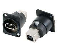 Neutrik, USB 2.0 Gender-Changer A/B boîtier en forme de D, noir