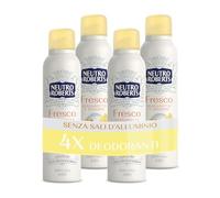 Neutro Roberts Déodorant Spray jaune frais, bergamote et gingembre, zéro sel d'aluminium, zéro tache, huile de glycérine pure, hommes et femmes, testé dermatologiquement, 48h - 4 pièces 150 ml