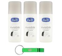 Neutro Roberts Lot de 3 déodorants invisibles en stick 0 % sels d'aluminium 0 % taches 40 ml + porte-clés Beni Culinari