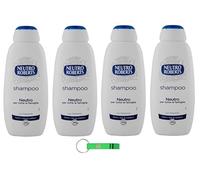 Neutro Roberts Lot de 4 shampoings neutres pour tous les types de cheveux Ingrédients d'origine naturelle 450 ml + Ingrédients d'origine naturelle + Porte-clés Beni Culinari