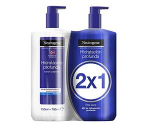 Neutrogena,Crème hydratante pour le corps,formule norvégienne,pour peau sèche jour et nuit,jusqu'à 48 heures d'hydratation,peau plus douce et nourrie,développée avec des dermatologues,pack de 2x750 ml