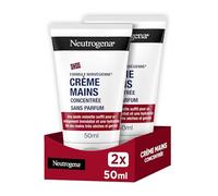 Neutrogena Crème Mains Sans Parfum Formule Norvégienne, 2 tubes de 50 ml | Concentrée, Crème apaisante pour un soulagement immédiat, Crème hydratante 24 h pour mains très sèches et gercées