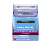 Neutrogena Day & Night Wipes Makeup Remover Face Face Nettoying Tamiques et Night Calming Facial Tobs 100% Fibres base de plante Essuyer la sal