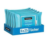 Neutrogena Hydro Boost Abschminktücher, Aqua Reinigungstücher mit Hyaluron, Make-Up Entferner, 6 x 25 Stück