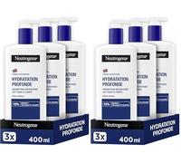 Neutrogena, Lait Corps Hydratation Profonde (Lot 3 Flacons-Pompes 400 ml) - Lait pour Le Corps à Absorption Rapide pour Peaux Sèches - Soin Corps avec 10% de Glycérine et Technologie Pro-Céramide