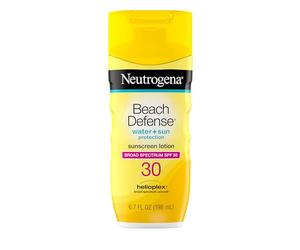 Neutrogena Lotion solaire Beach Defense SPF 30, crème solaire pour le visage et le corps, conforme à la loi Hawaï Reef Act 104, sans octinoxate et oxybenzone, sans huile, soin solaire à absorption